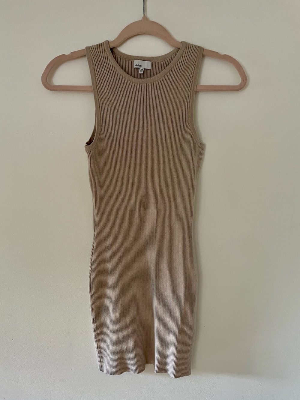 Sleeveless Ribbed Mini Dress in Taupe